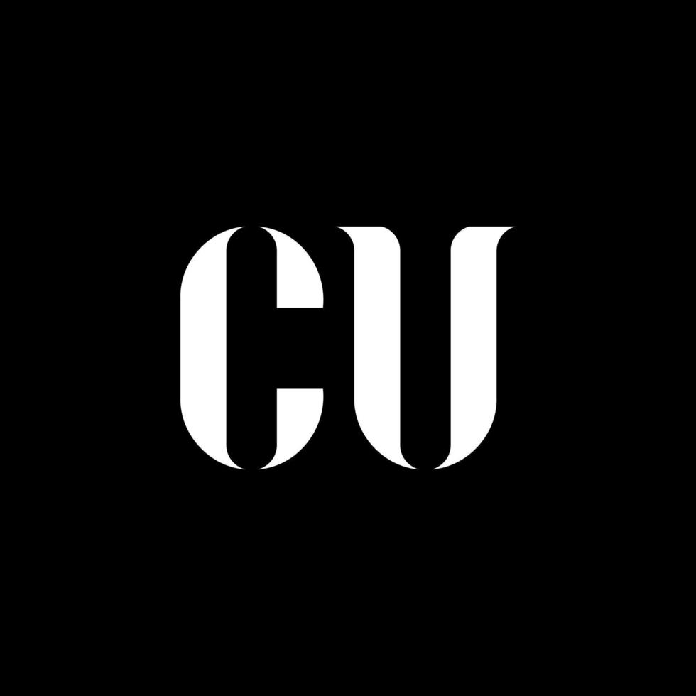 cu c u lettera logo design. iniziale lettera cu maiuscolo monogramma logo bianca colore. cu logo, c u design. cu, c u vettore