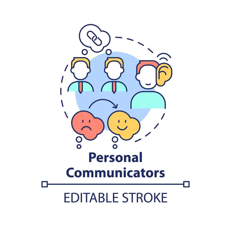 personale comunicatori concetto icona. attività commerciale comunicazione stile astratto idea magro linea illustrazione. diplomatico abilità. isolato schema disegno. modificabile ictus. vettore