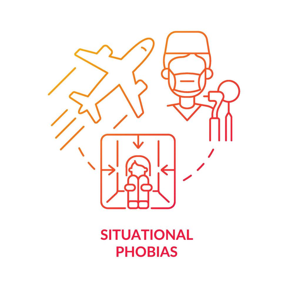 situazionale fobie rosso pendenza concetto icona. ansia disturbo e paure. specifico fobie astratto idea magro linea illustrazione. isolato schema disegno. vettore