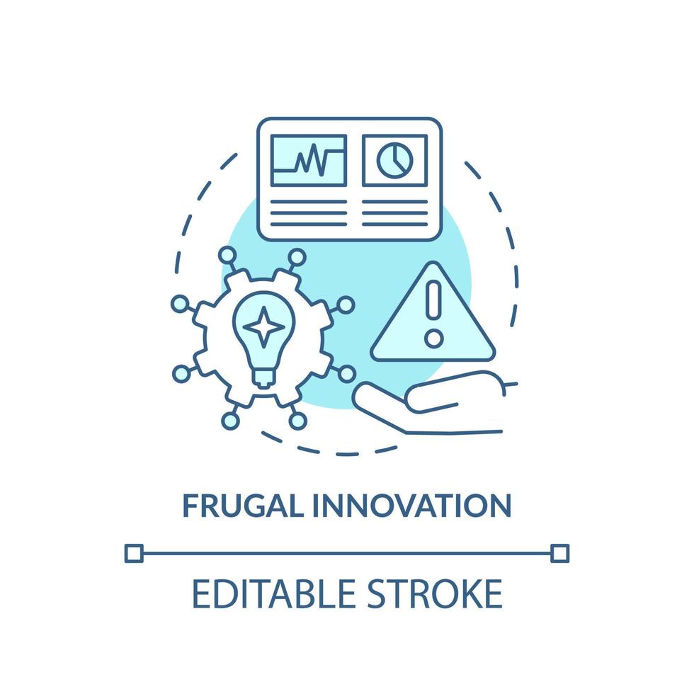 frugale innovazione turchese concetto icona. futuro di innovazione gestione astratto idea magro linea illustrazione. isolato schema disegno. modificabile ictus. vettore