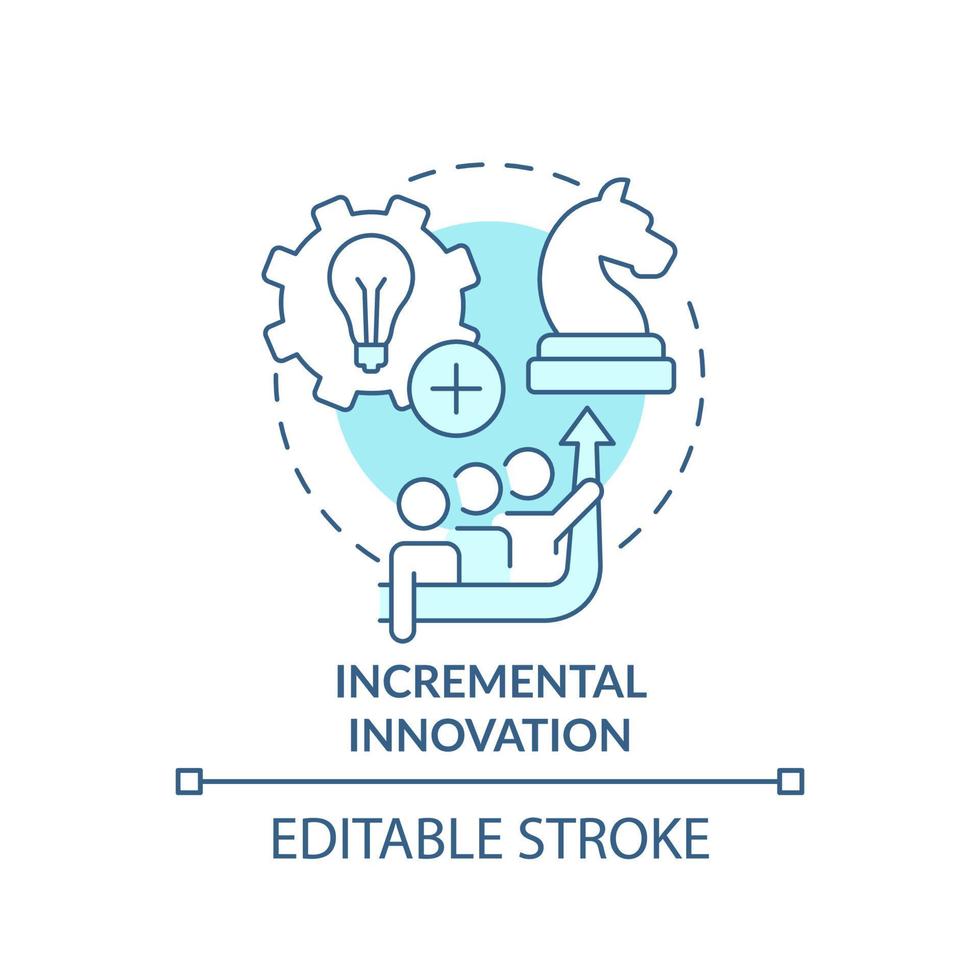 incrementale innovazione turchese concetto icona. innovazione genere astratto idea magro linea illustrazione. minore miglioramenti. isolato schema disegno. modificabile ictus. vettore