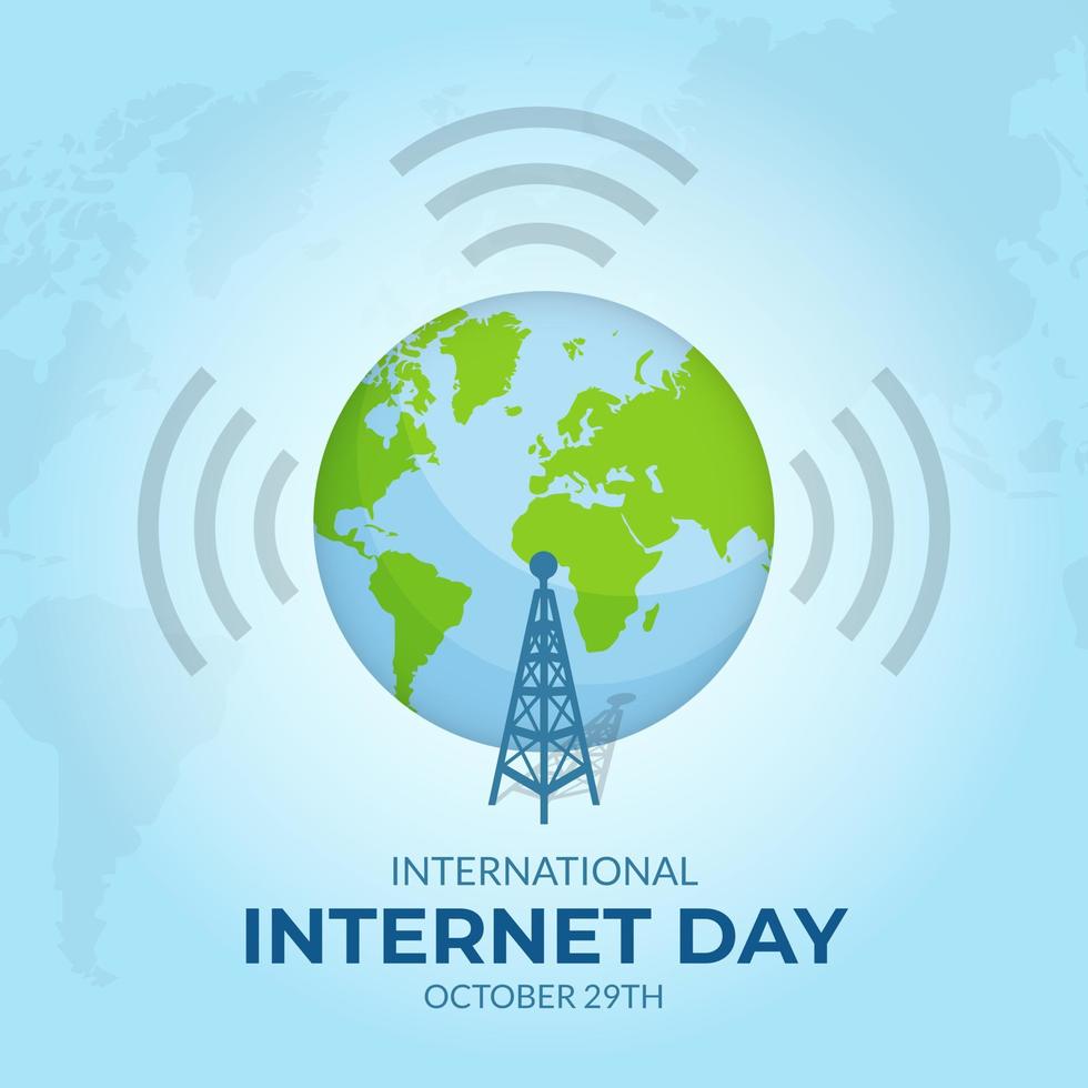 contento internazionale Internet giorno ottobre 29th con globo segnale e Torre illustrazione vettore
