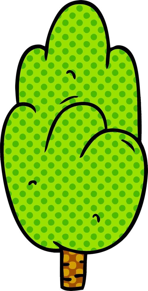 albero verde singolo di doodle del fumetto vettore
