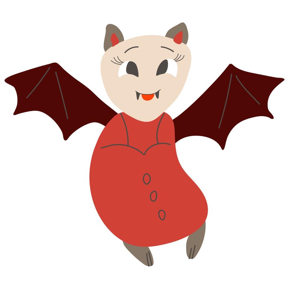 carino cartone animato scarabocchio pipistrello per Halloween vacanza. singolo design grafico elemento. vettore