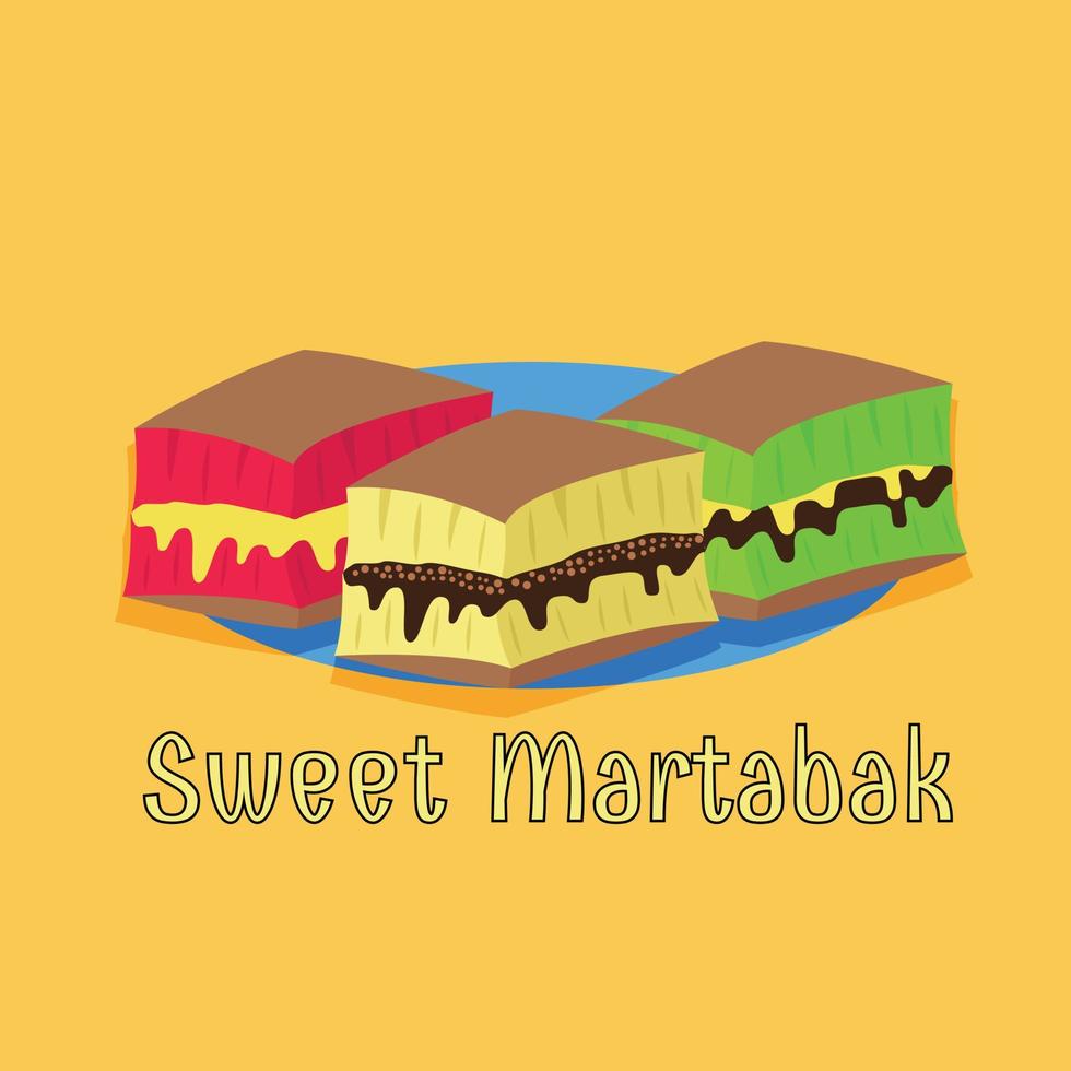 illustrazione vettore design di dolce martabak è indonesiano strada cibo pancake.