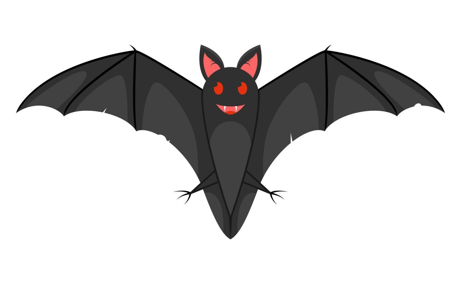 benevolo e allegro pipistrello. amichevole personaggio nel piatto stile. tradizionale Halloween elemento. vettore illustrazione isolato su bianca sfondo.