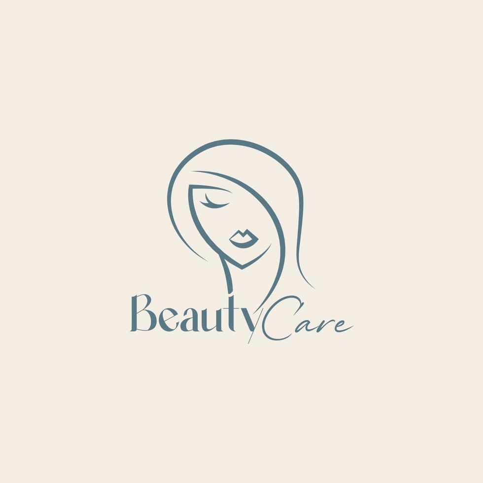 donna bellezza cura logo vettore icona illustrazione linea schema monoline