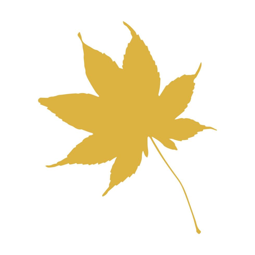 autunno giallo foglia, piatto vettore, singolo elemento, isolato su bianca, sfondo vettore