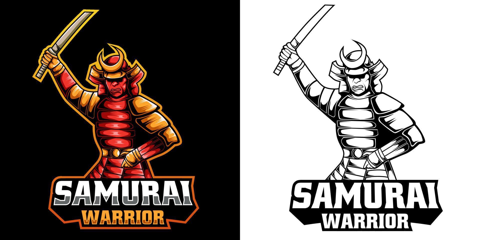 samurai guerriero esport logo portafortuna design vettore