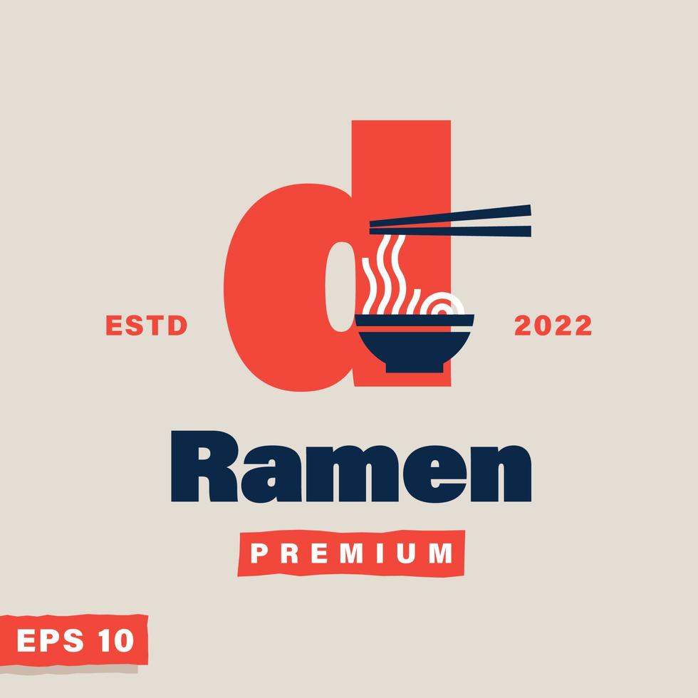 ramen alfabeto d logo vettore