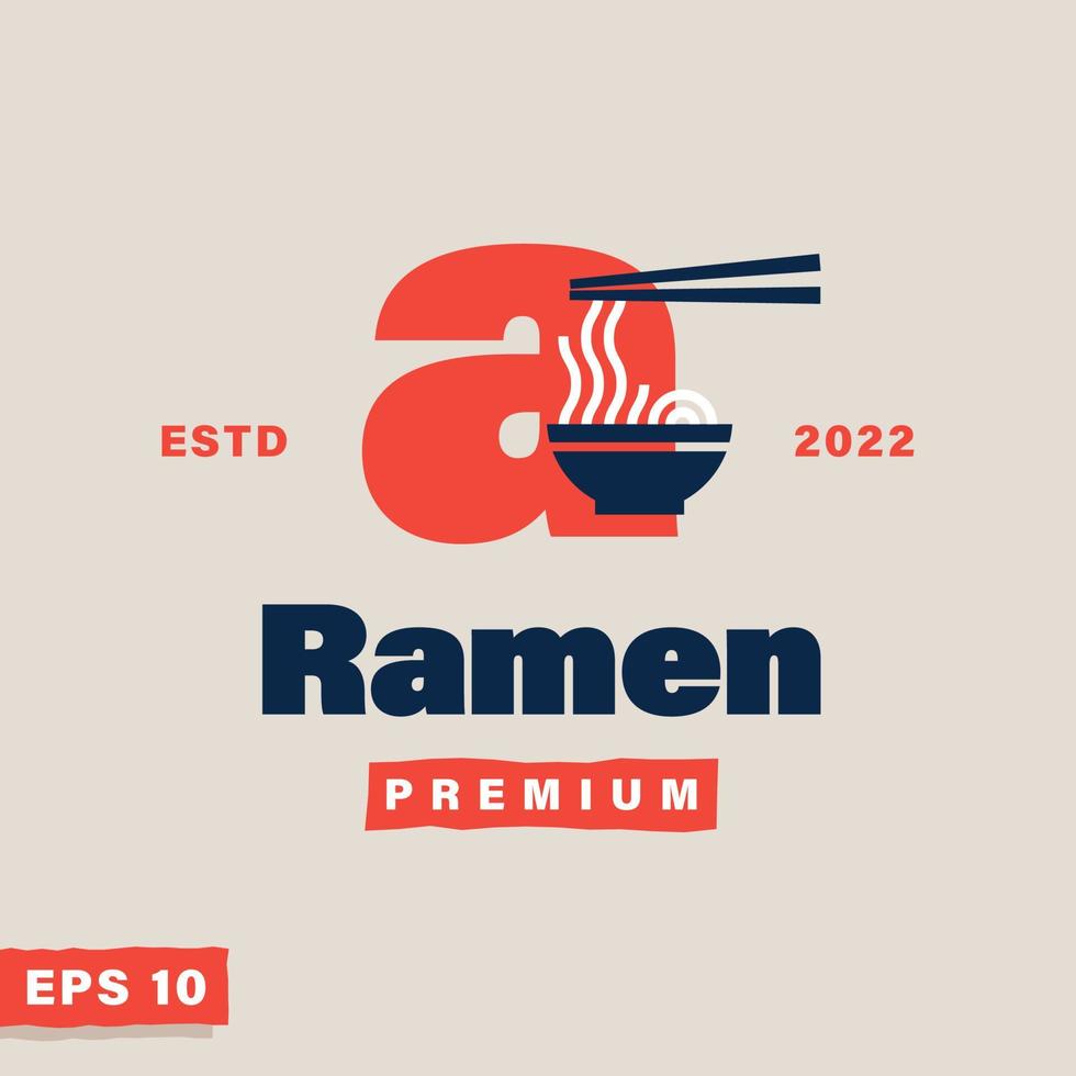 ramen alfabeto un' logo vettore