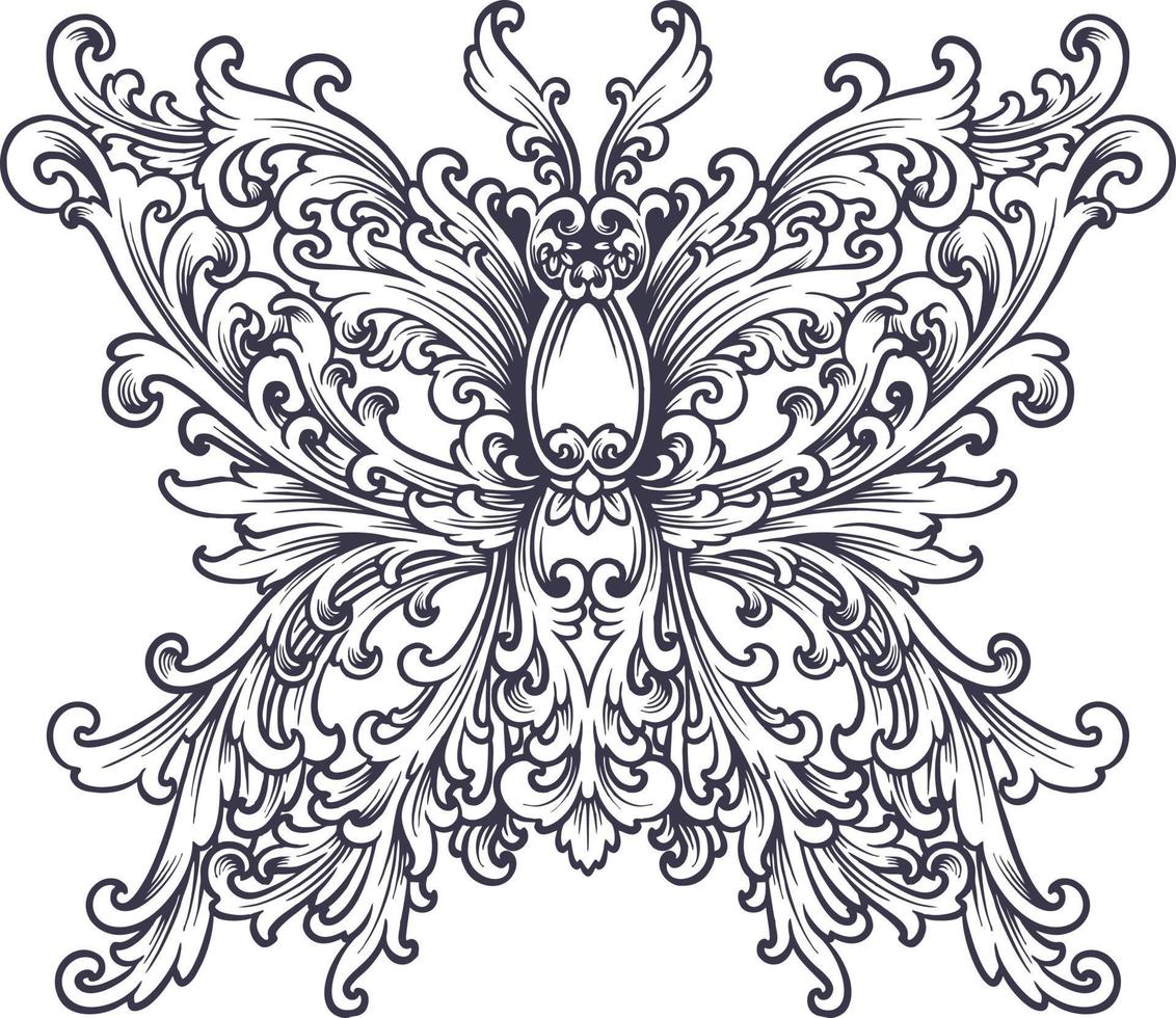 lusso ornamento farfalla silhouette illustrazione vettore