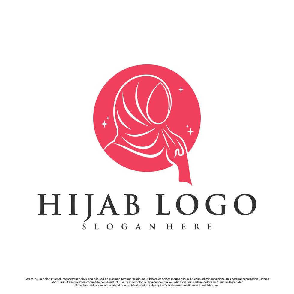 hijab logo per musulmano donna con creativo elemento premio vettore