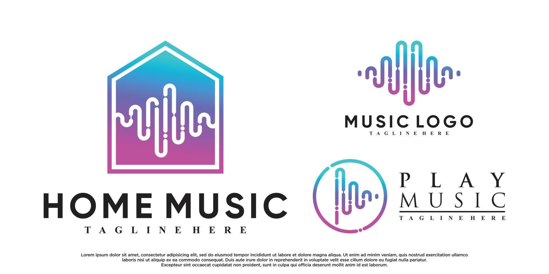 impostato di musica media logo design con moderno concetto premio vettore