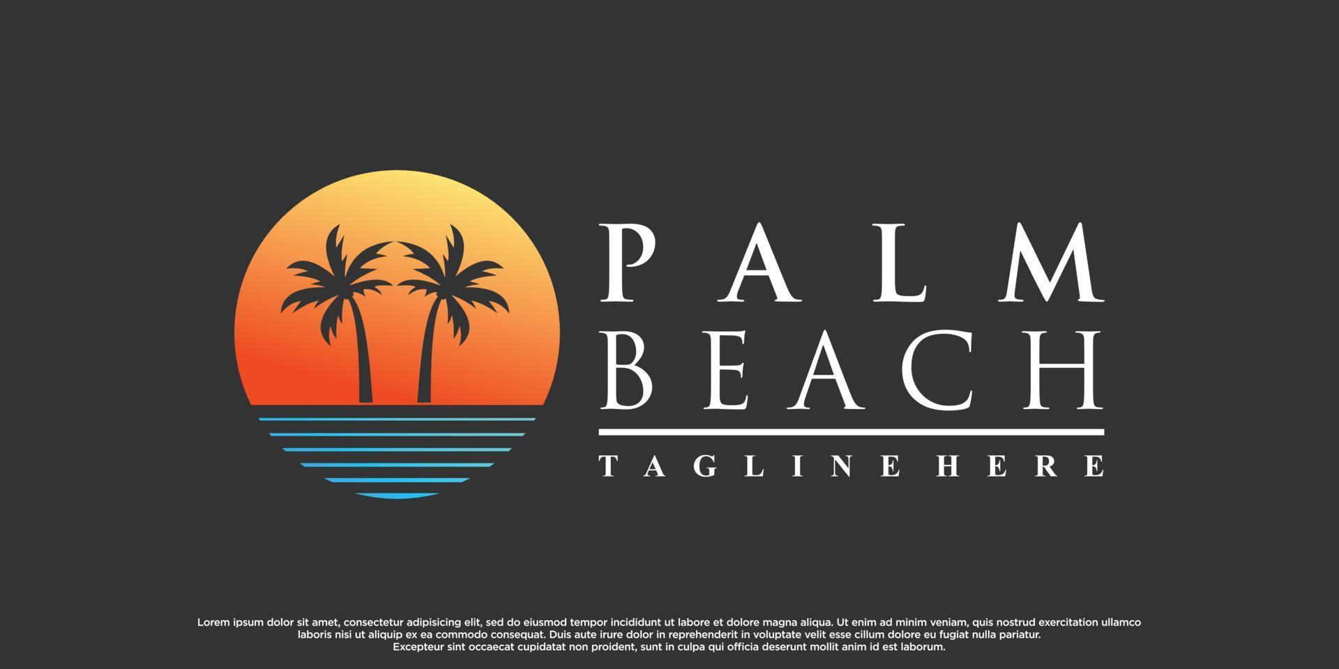 palma spiaggia logo design con pendenza stile colore concetto premio vettore