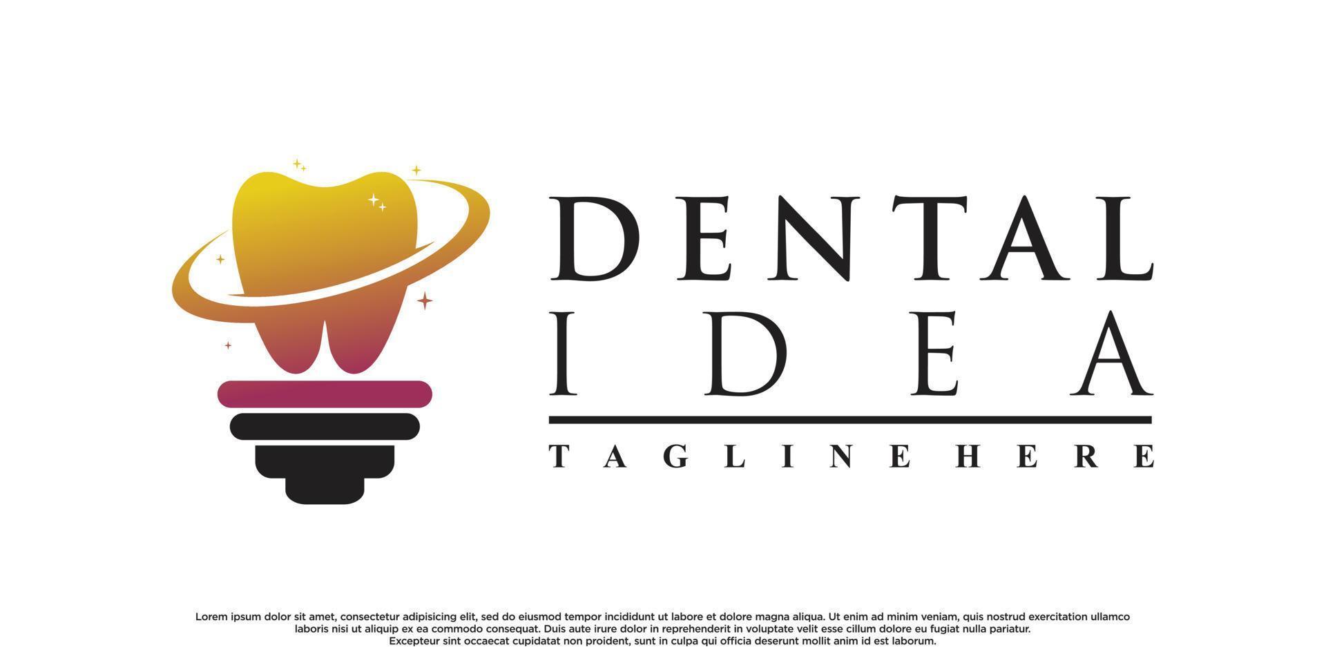 dentale e leggero lampadina illustrazione logo design con creativo moderno concetto premio vettore