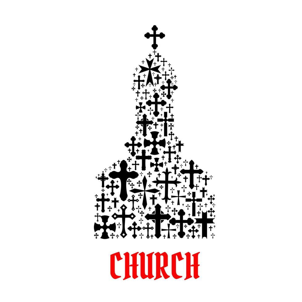 Chiesa icona. religione attraversare cristianesimo simboli vettore