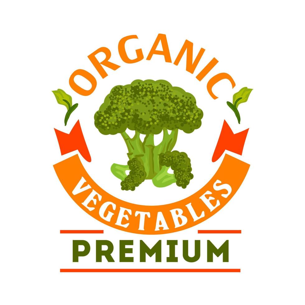 broccoli biologico salutare verdura emblema vettore