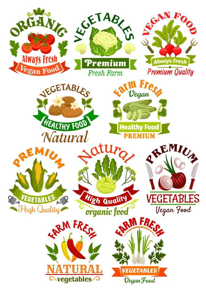 verdure etichette impostato per cibo industria vettore