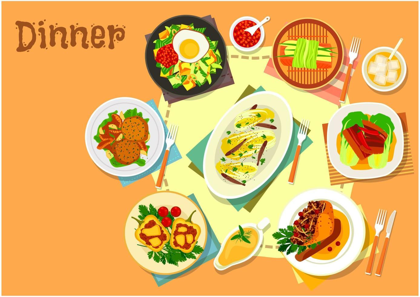 principale pranzo piatti icona per cibo tema design vettore