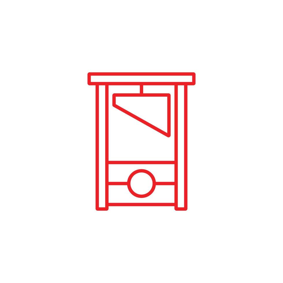 eps10 rosso vettore ghigliottina astratto linea arte icona isolato su bianca sfondo. giustizia schema simbolo nel un' semplice piatto di moda moderno stile per il tuo sito web disegno, logo, e mobile applicazione