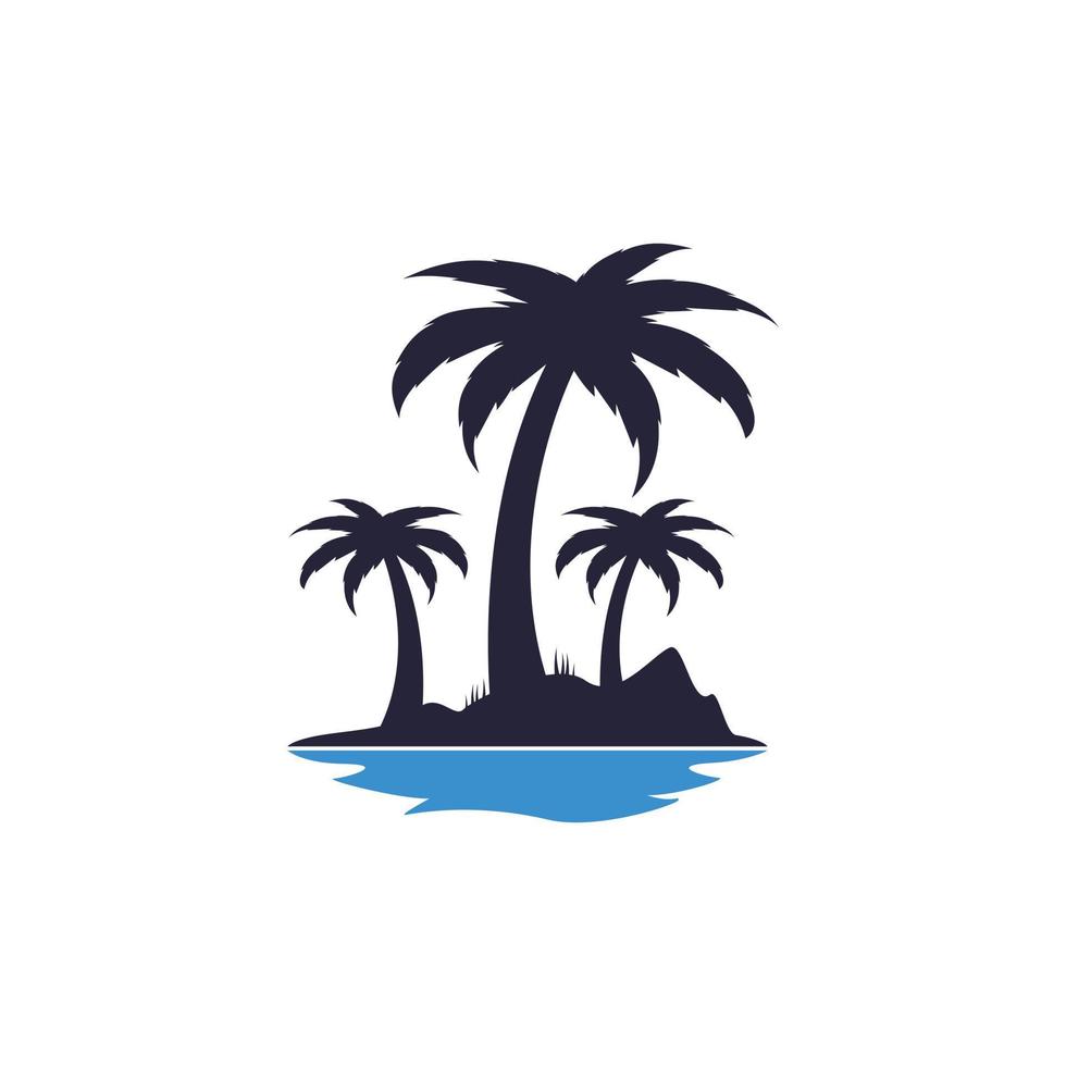 tropicale spiaggia e palma albero logo design. creativo palma albero vettore logo design