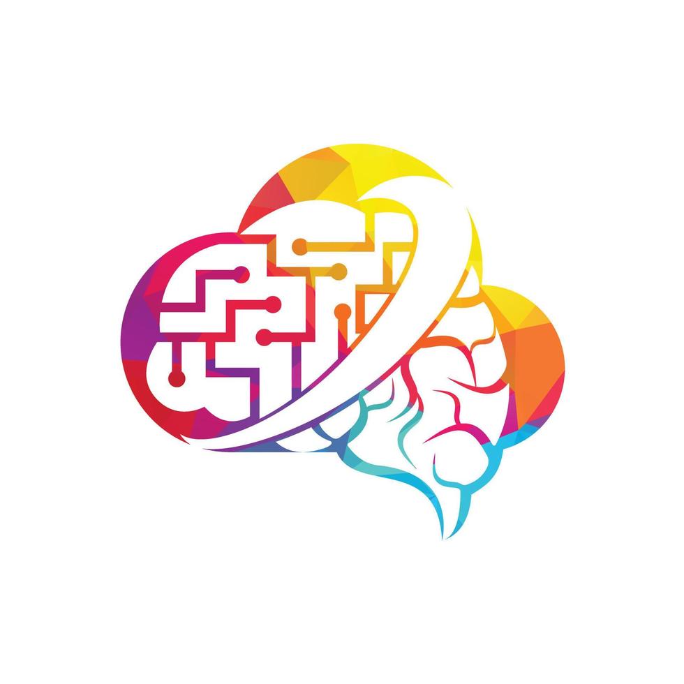 cervello connessione logo design. nube digitale cervello logo modello. neurologia logo pensare idea concetto. vettore