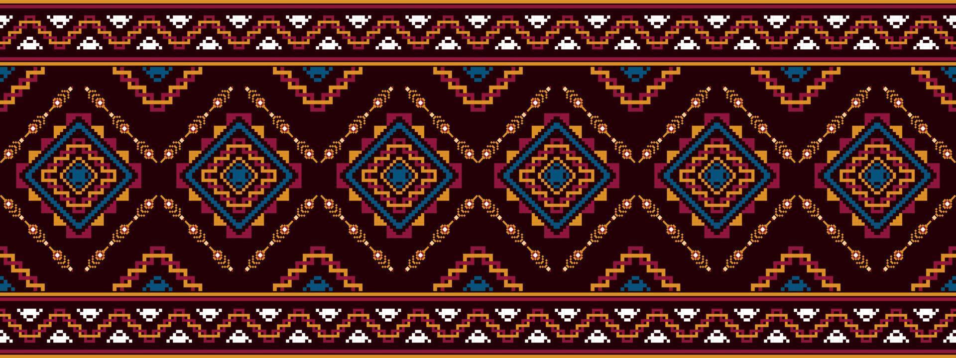 ikat etnico senza soluzione di continuità modello casa decorazione design. azteco tessuto tappeto boho mandala tessile arredamento sfondo. tribale nativo motivo popolare tradizionale ricamo vettore illustrazioni sfondo