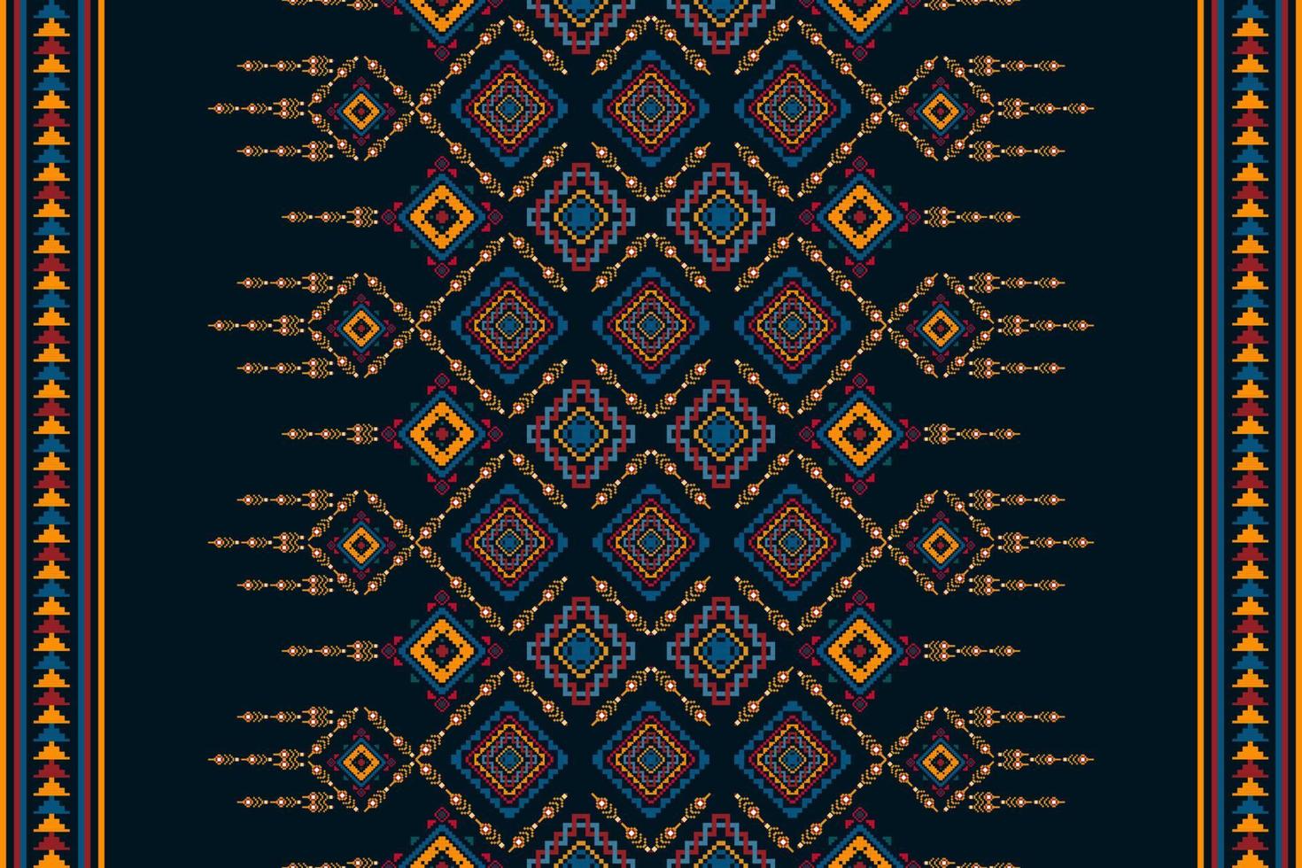 ikat etnico senza soluzione di continuità modello casa decorazione design. azteco tessuto tappeto boho mandala tessile arredamento sfondo. tribale nativo motivo popolare tradizionale ricamo vettore illustrazioni sfondo