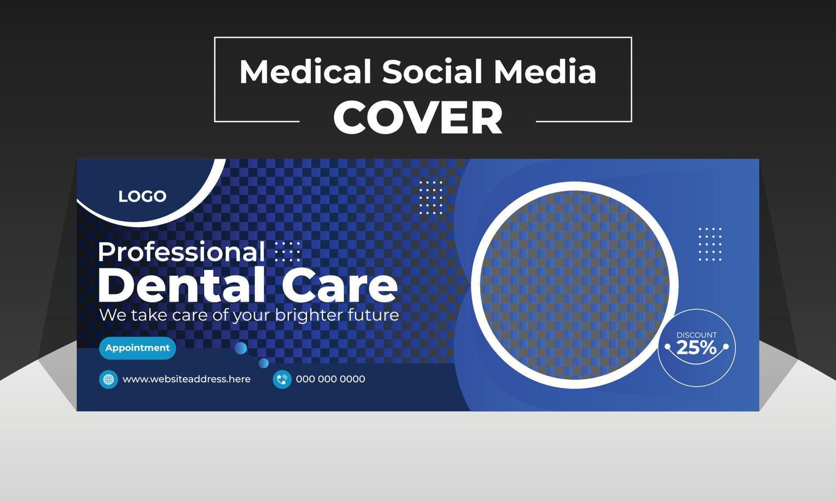 moderno sociale media copertina design modello per profilo bandiera dentale cura o medico vettore
