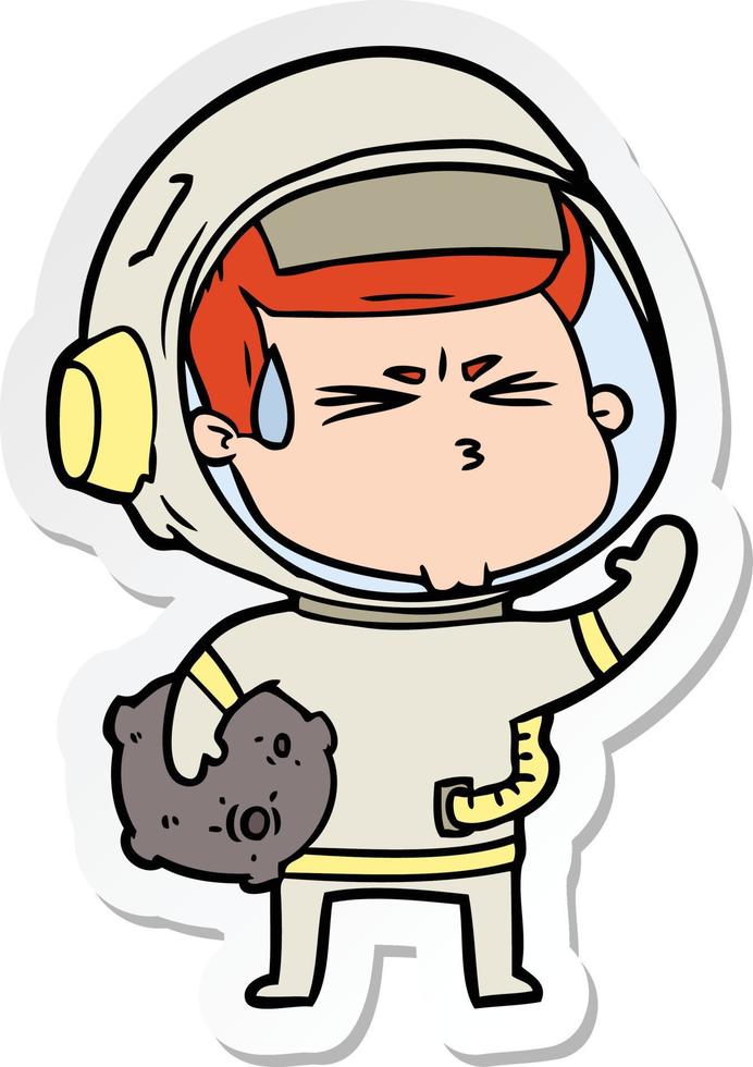 adesivo di un astronauta stressato cartone animato vettore