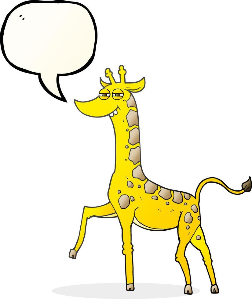 a mano libera disegnato discorso bolla cartone animato giraffa vettore