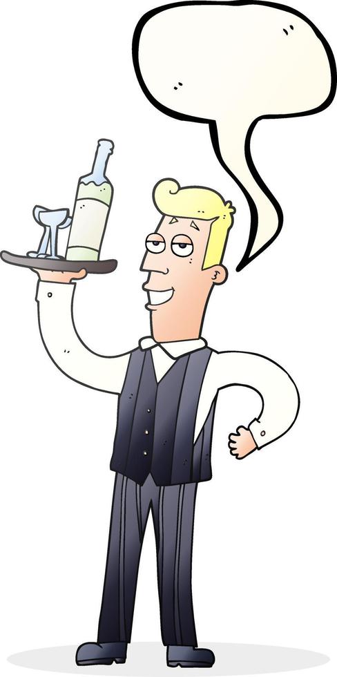 a mano libera disegnato discorso bolla cartone animato Cameriere vettore