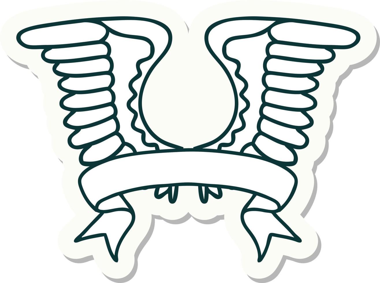 tatuaggio stile etichetta con bandiera di un' ala vettore