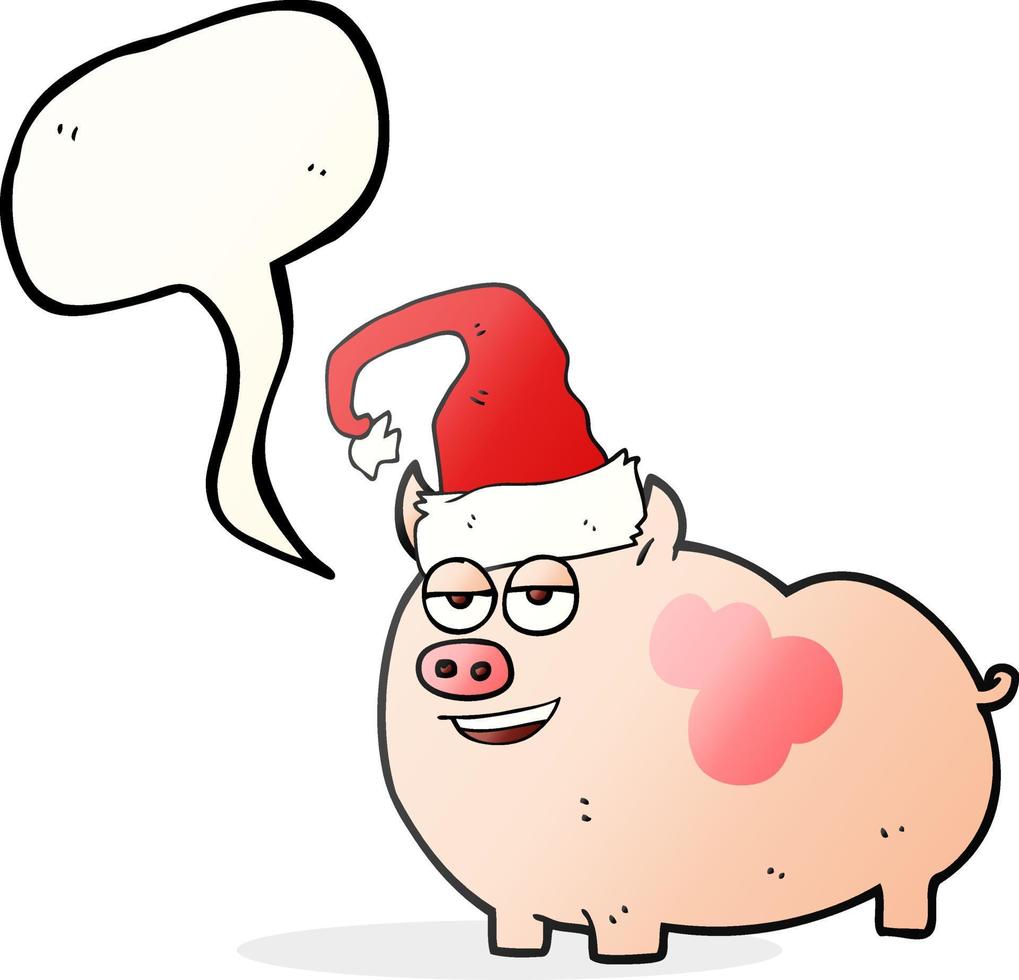 a mano libera disegnato discorso bolla cartone animato Natale maiale vettore