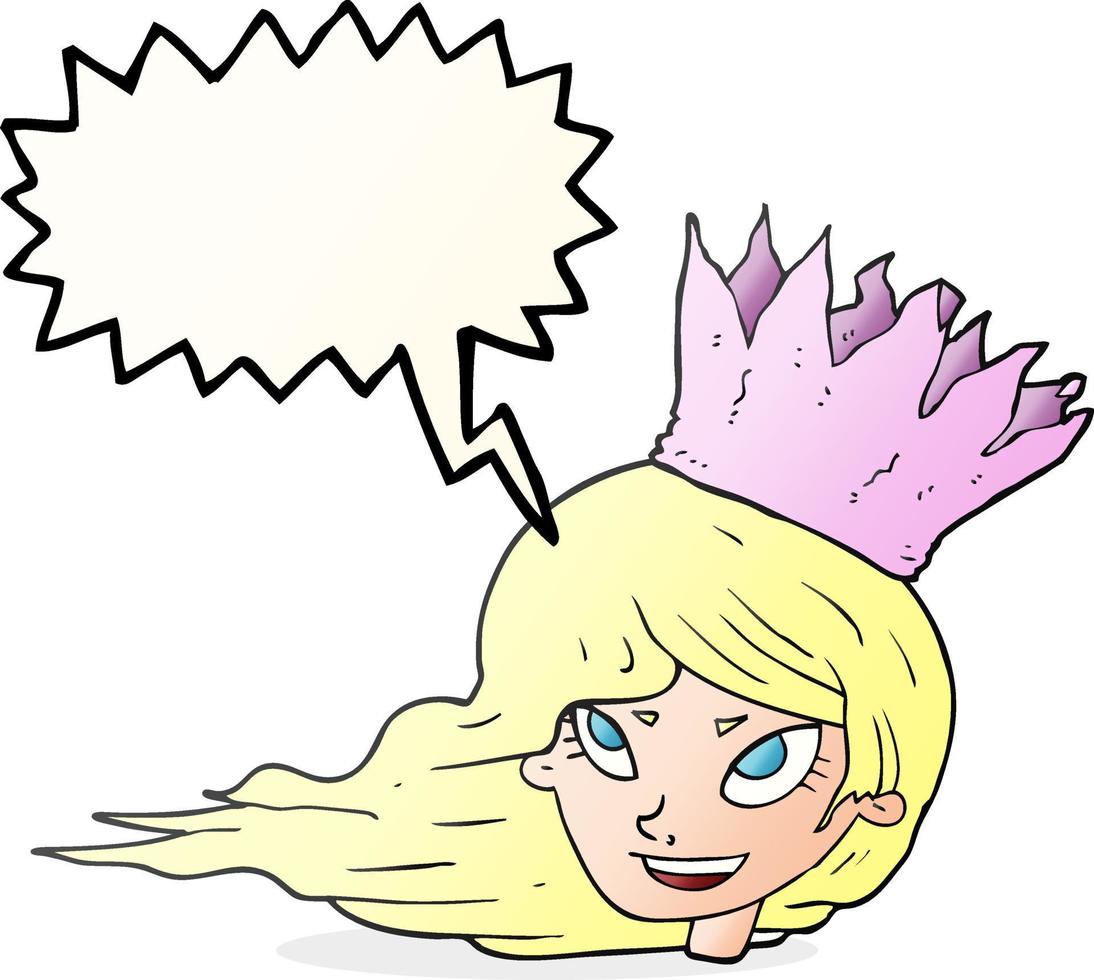 a mano libera disegnato discorso bolla cartone animato donna con soffiaggio capelli vettore