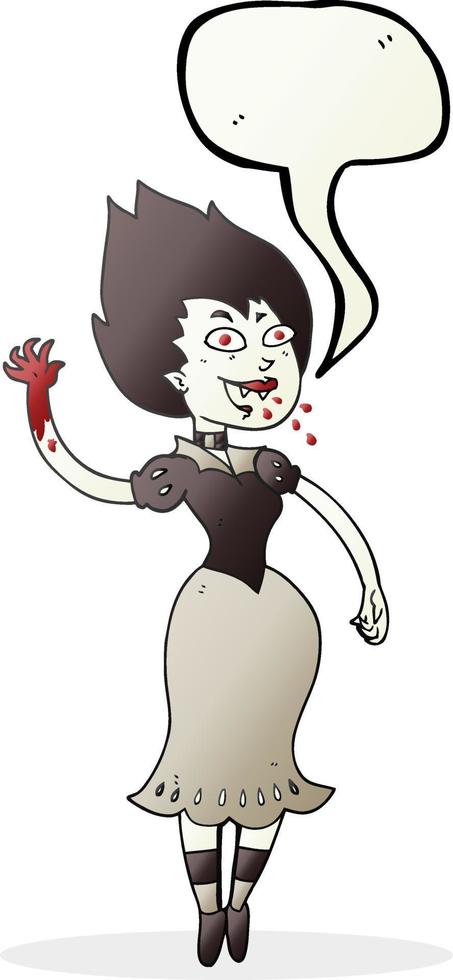 a mano libera disegnato discorso bolla cartone animato sangue suzione vampiro ragazza vettore