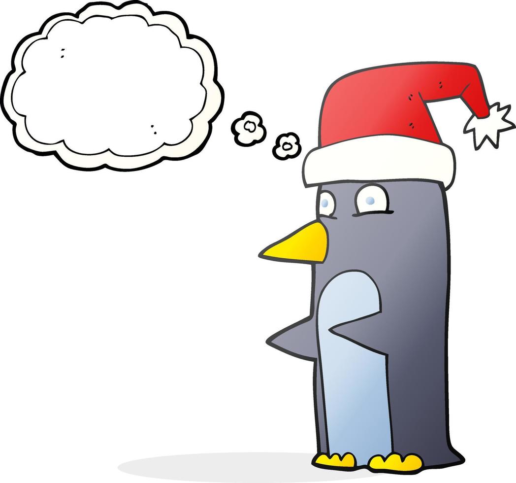 a mano libera disegnato pensato bolla cartone animato Natale pinguino vettore