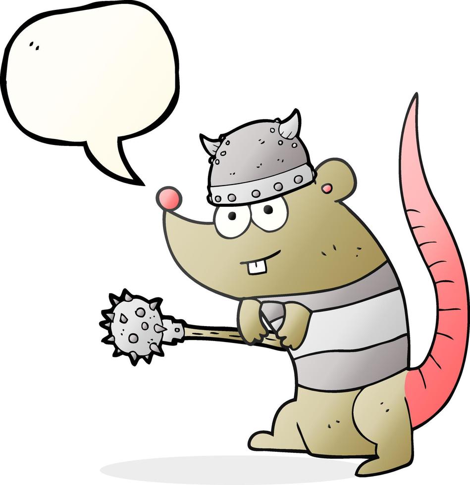 a mano libera disegnato discorso bolla cartone animato ratto guerriero vettore