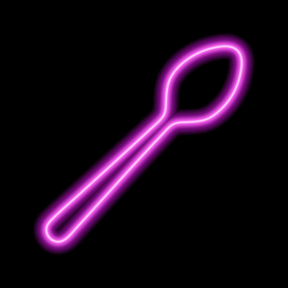 neon rosa cucchiaio silhouette su un' nero sfondo vettore