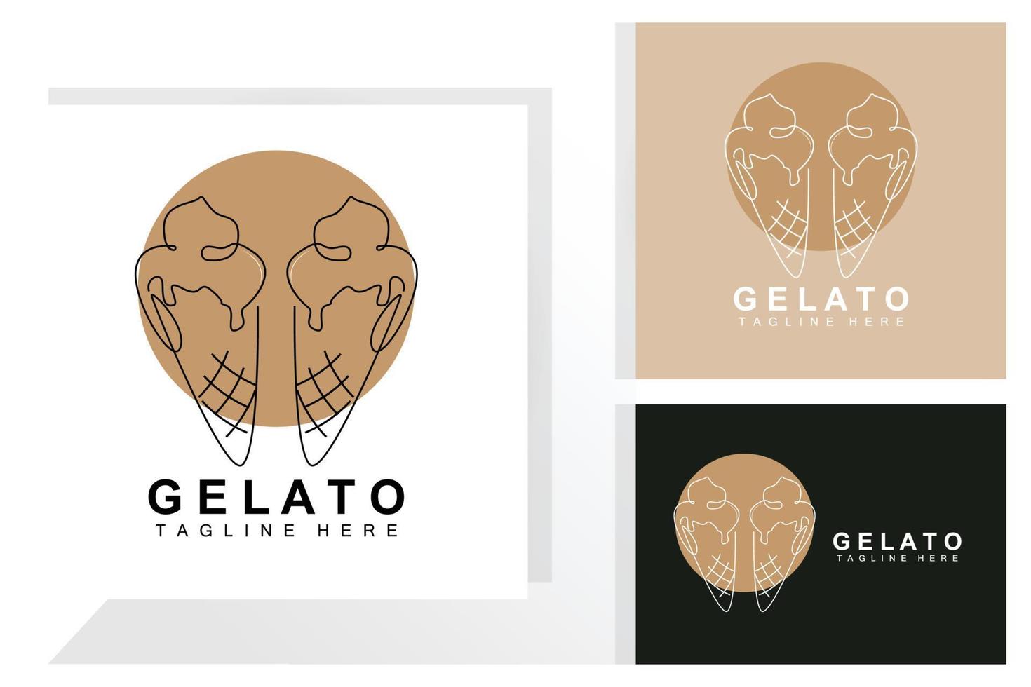 ghiaccio crema gelato logo disegno, dolce morbido freddo cibo, vettore marca azienda prodotti