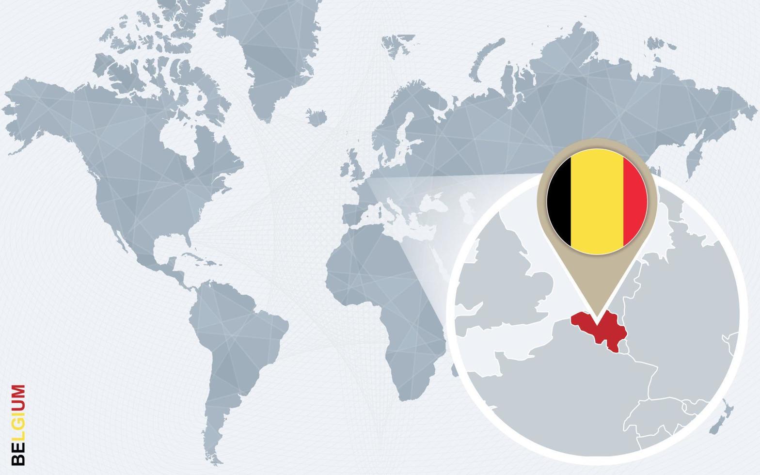 astratto blu mondo carta geografica con ingrandita Belgio. vettore