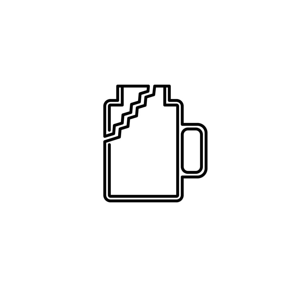 rotto boccale bicchiere vaso icona su bianca sfondo. semplice, linea, silhouette e pulito stile. nero e bianca. adatto per simbolo, cartello, icona o logo vettore