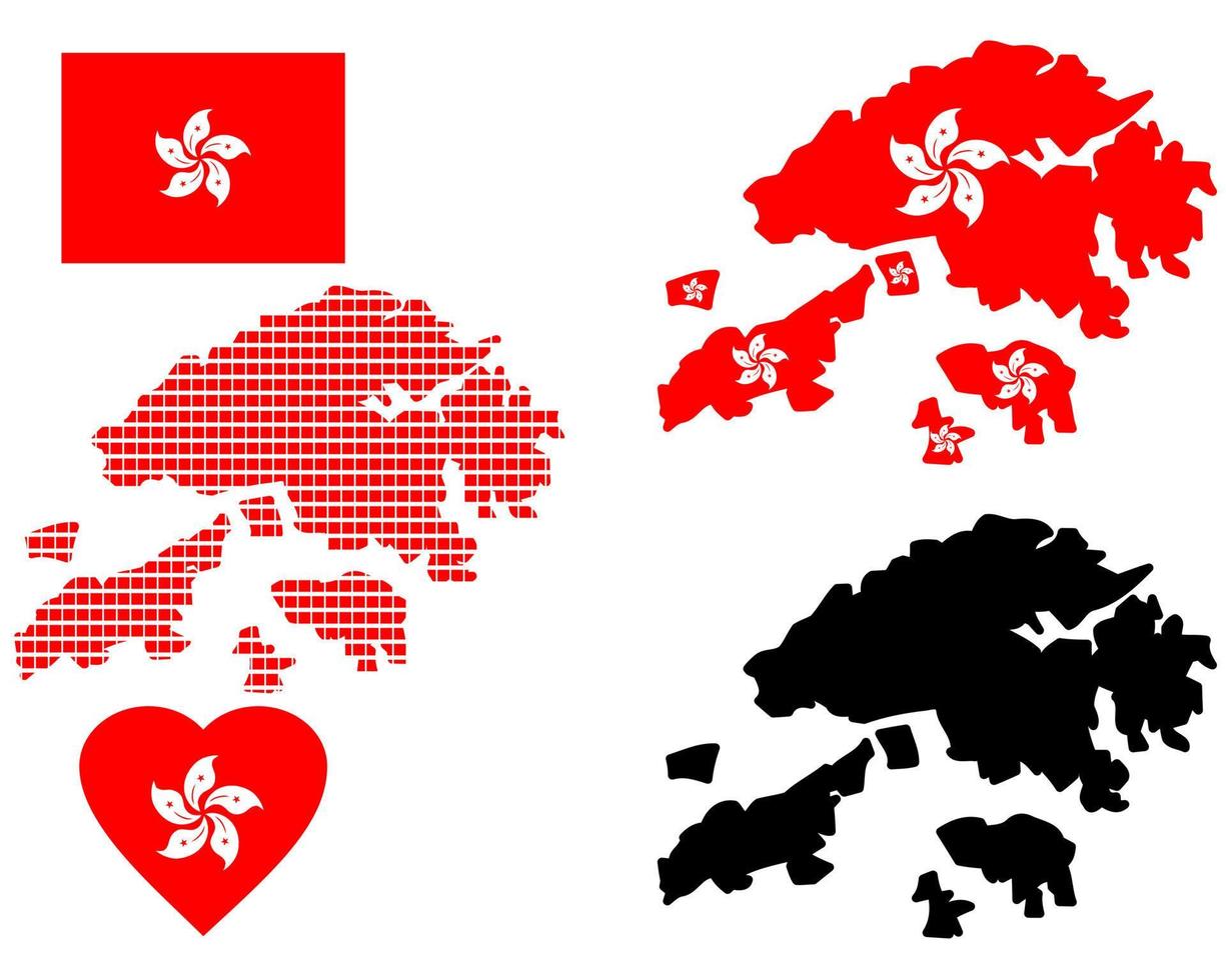 hong kong carta geografica diverso tipi e simboli su un' bianca sfondo vettore