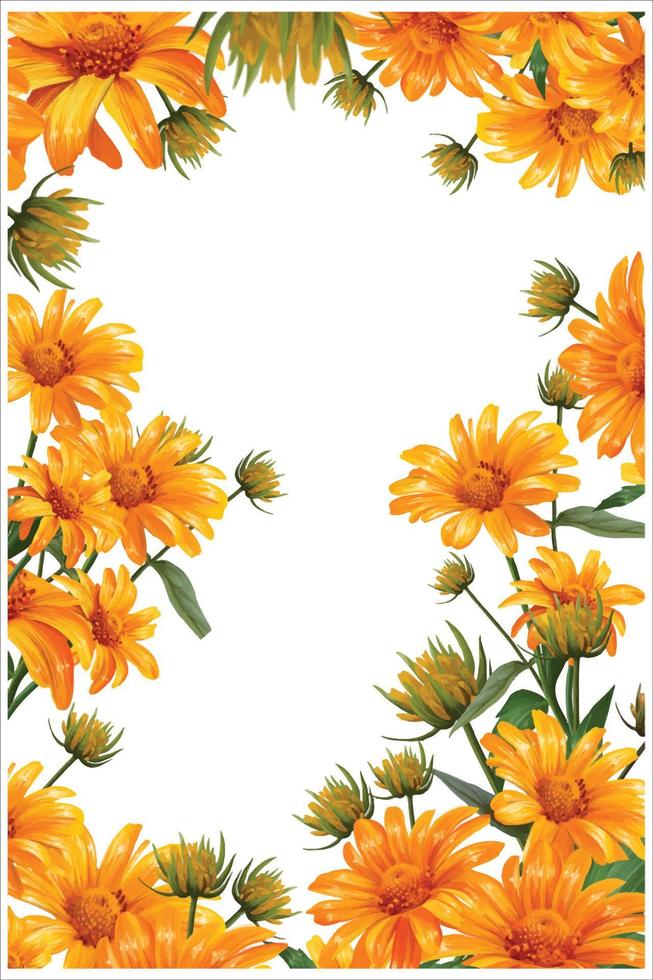 telaio di giallo camomilla fiori, gerbera floreale sfondo per nozze venettatura vettore illustrazione
