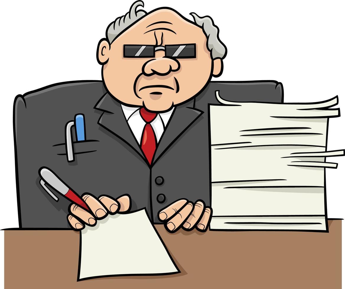 capo o uomo d'affari a il scrivania cartone animato illustrazione vettore