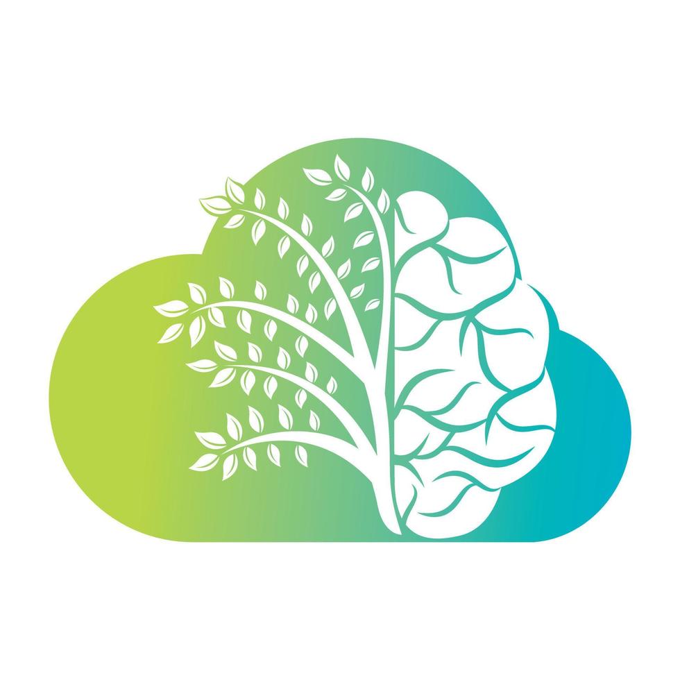 moderno cervello nube albero logo design. pensare colorato cervello idea. vettore