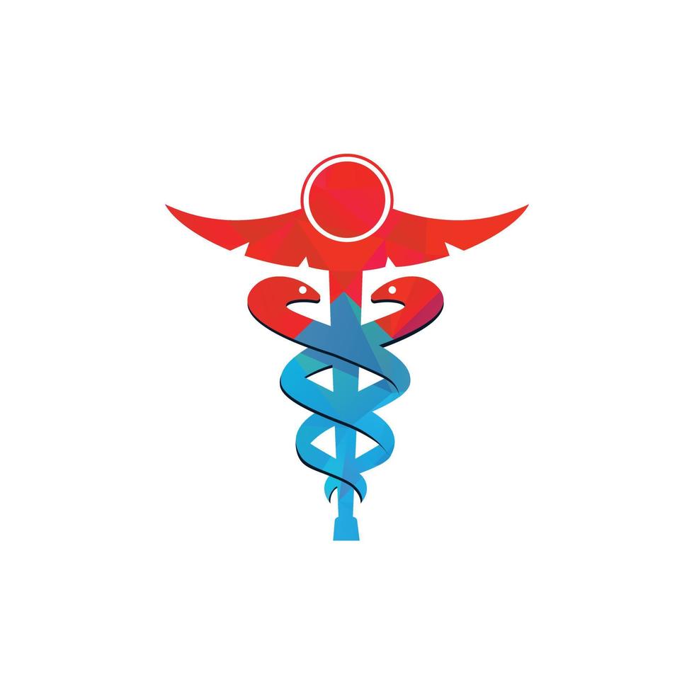 caduceo medico logo vettore design. medico caduceo icona simbolo, isolato su bianca sfondo, vettore illustrazione.