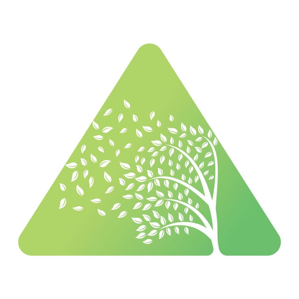 albero logo design con foglie icona modello elementi azienda attività commerciale. vento soffiaggio attraverso foglie. natura o ambiente problemi o ecologico concetto vettore