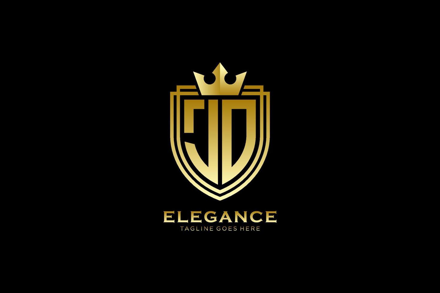 iniziale jo elegante lusso monogramma logo o distintivo modello con pergamene e reale corona - Perfetto per lussuoso il branding progetti vettore